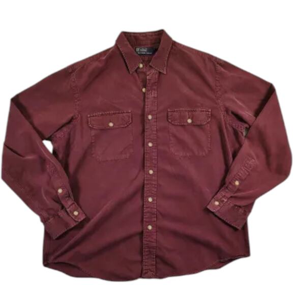 VTG - Polo by Ralph Lauren Men's Button Up - 70& cotton / 30% silk - Size: XL - Picture 1 of 9